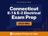 Connecticut E-1 and E-2 electrical exam prep self-study course from JCR Productions, 2020 NEC. Includes 21 hours of video.