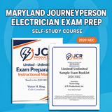 Maryland Journeyperson Electrician exam-prep self-study course with JCR printed manual and sample exam booklet, 2020 NEC