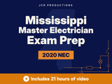 Mississippi Master Electrician exam prep self-study course from JCR Productions, 2020 NEC. Includes 21 hours of video.