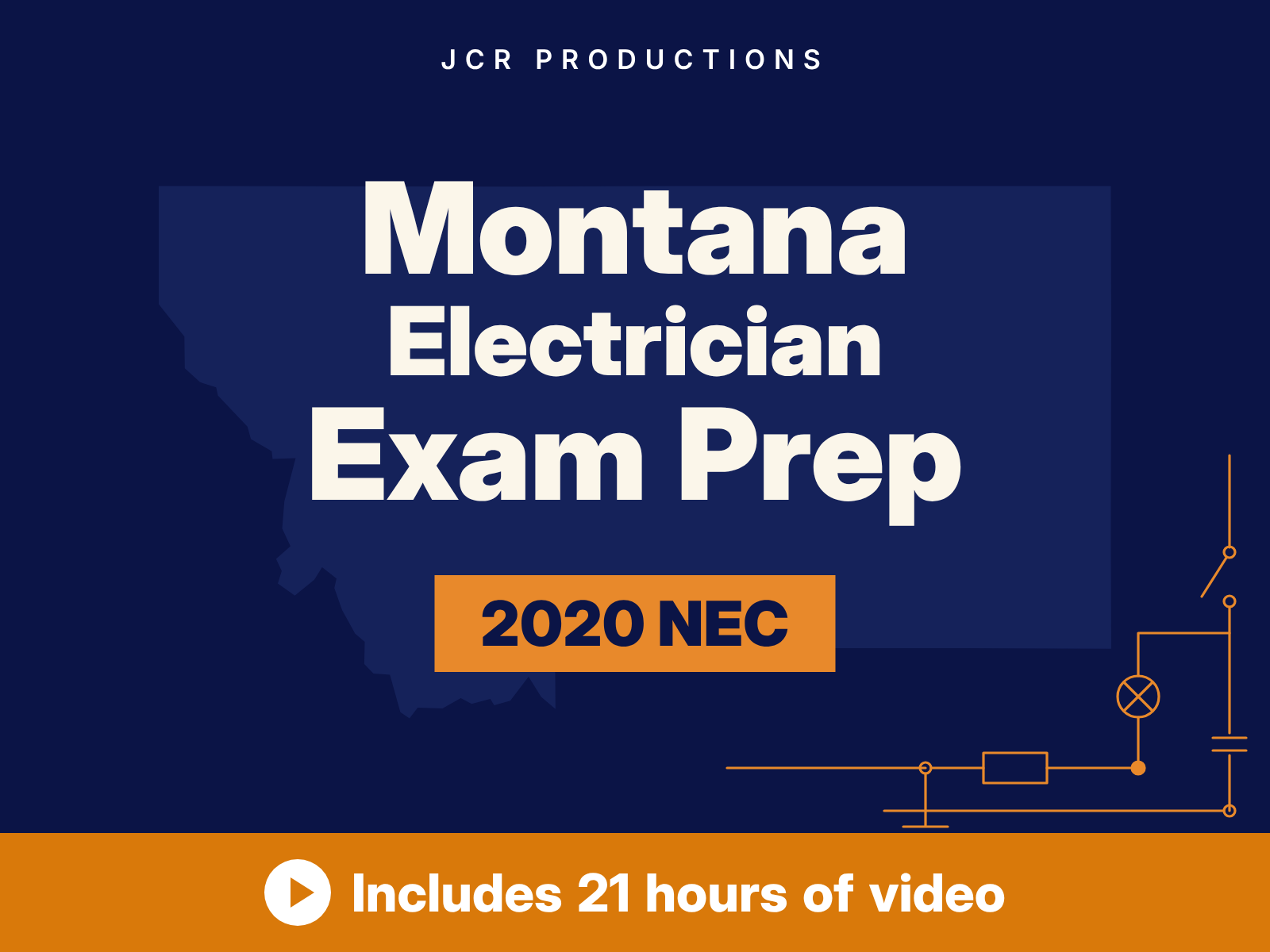 Montana electrician exam prep self-study course from JCR Productions, 2020 NEC. Includes 21 hours of video.