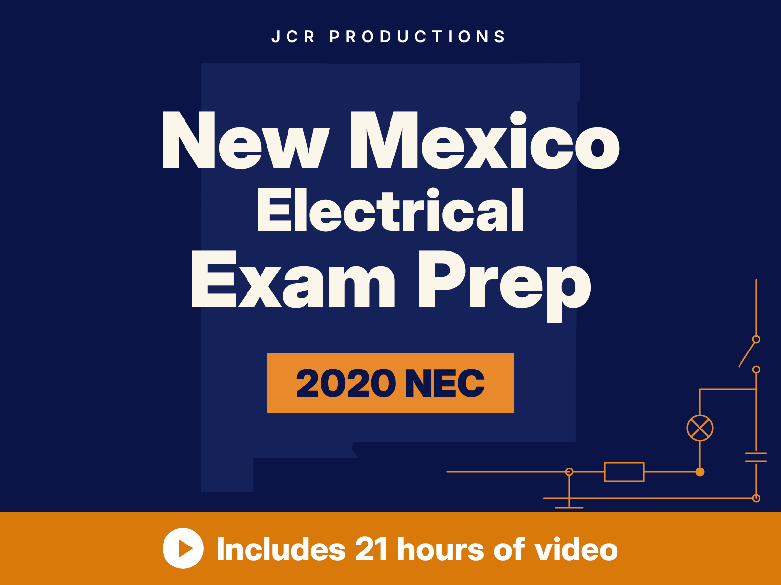New Mexico electrical exam prep self-study course from JCR Productions, 2020 NEC. Includes 21 hours of video.