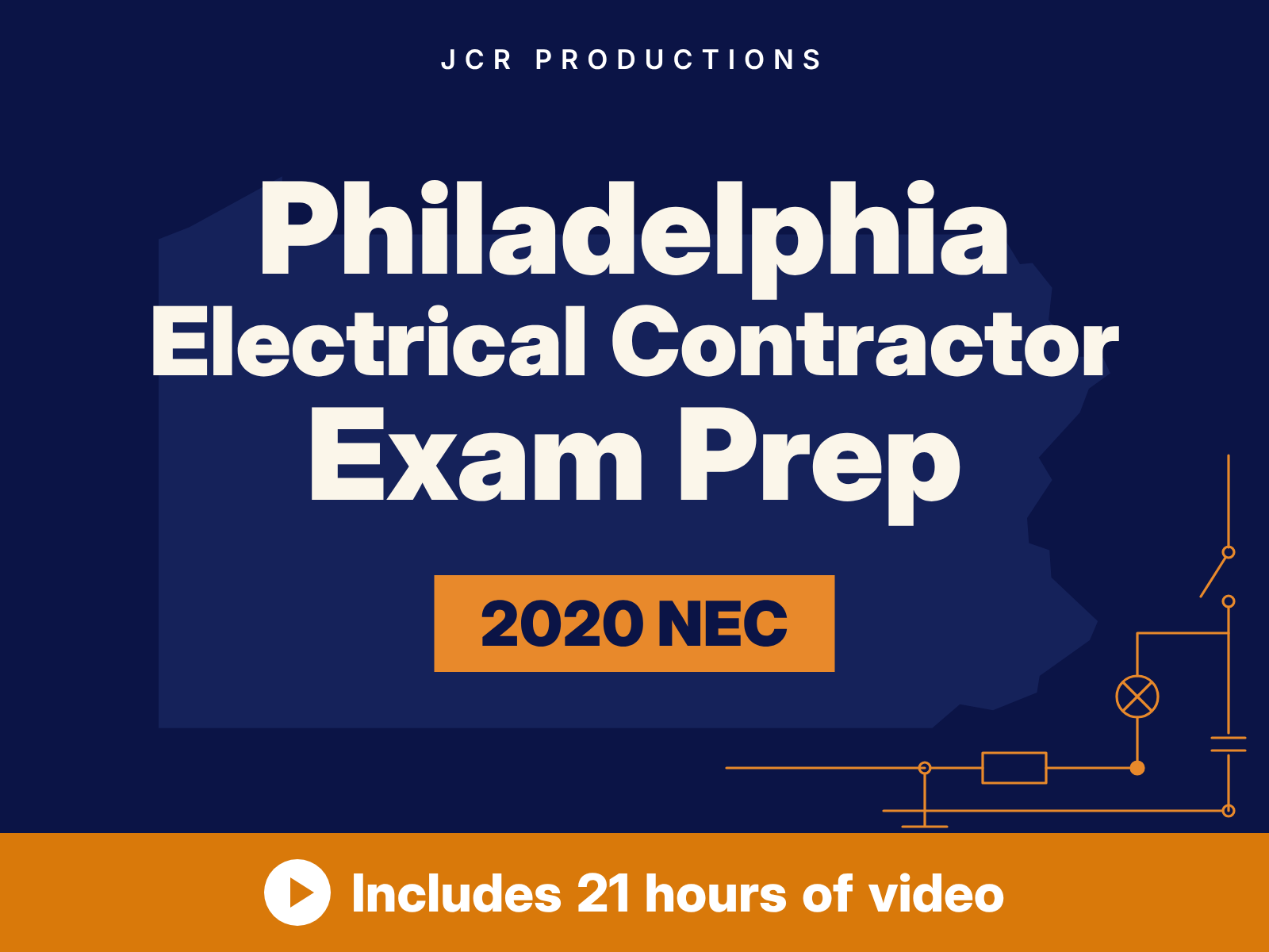 Philadelphia electrical contractor exam prep self-study course from JCR Productions, 2020 NEC. Includes 21 hours of video.